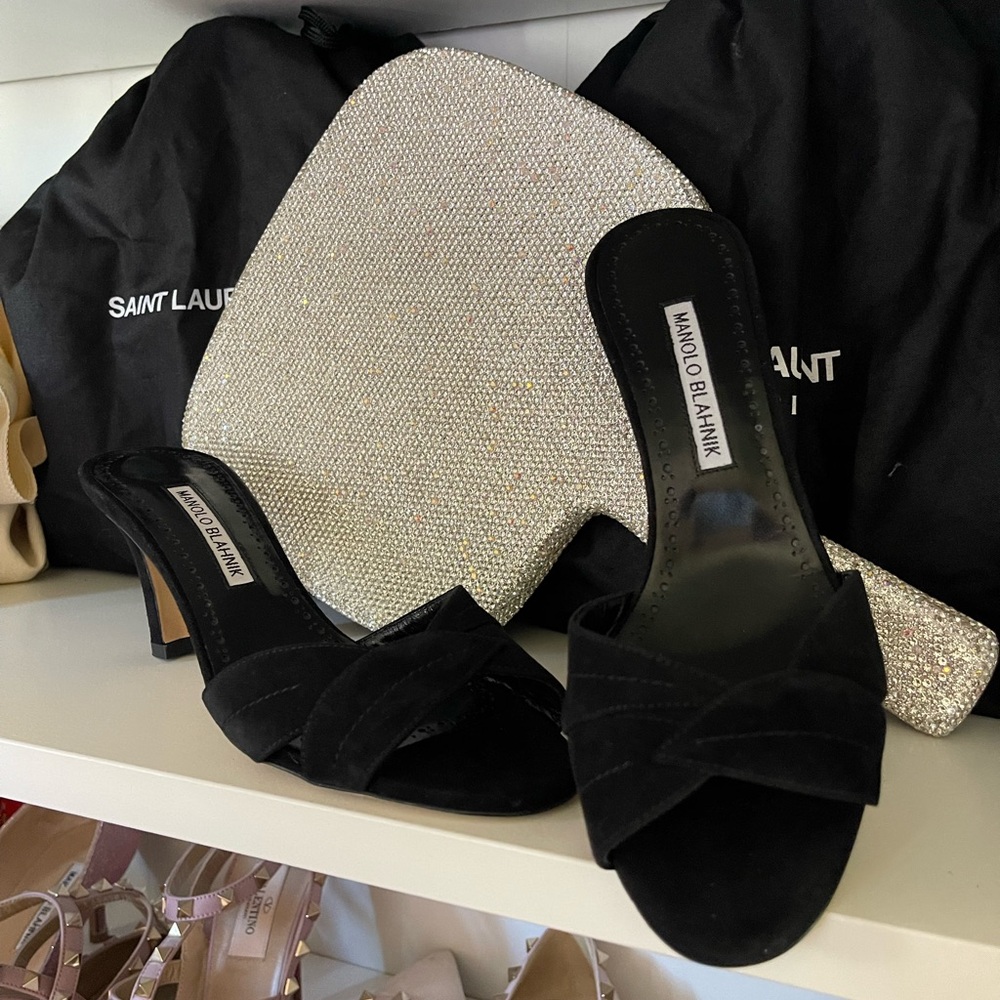 Manolo Blahnik Black Suede Heels - Picture 3 of 9